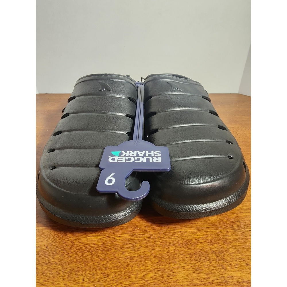 Rugged Shark Men's Slip-on Fabric Lined EVA Clog Slippers Size 9‎ Black
